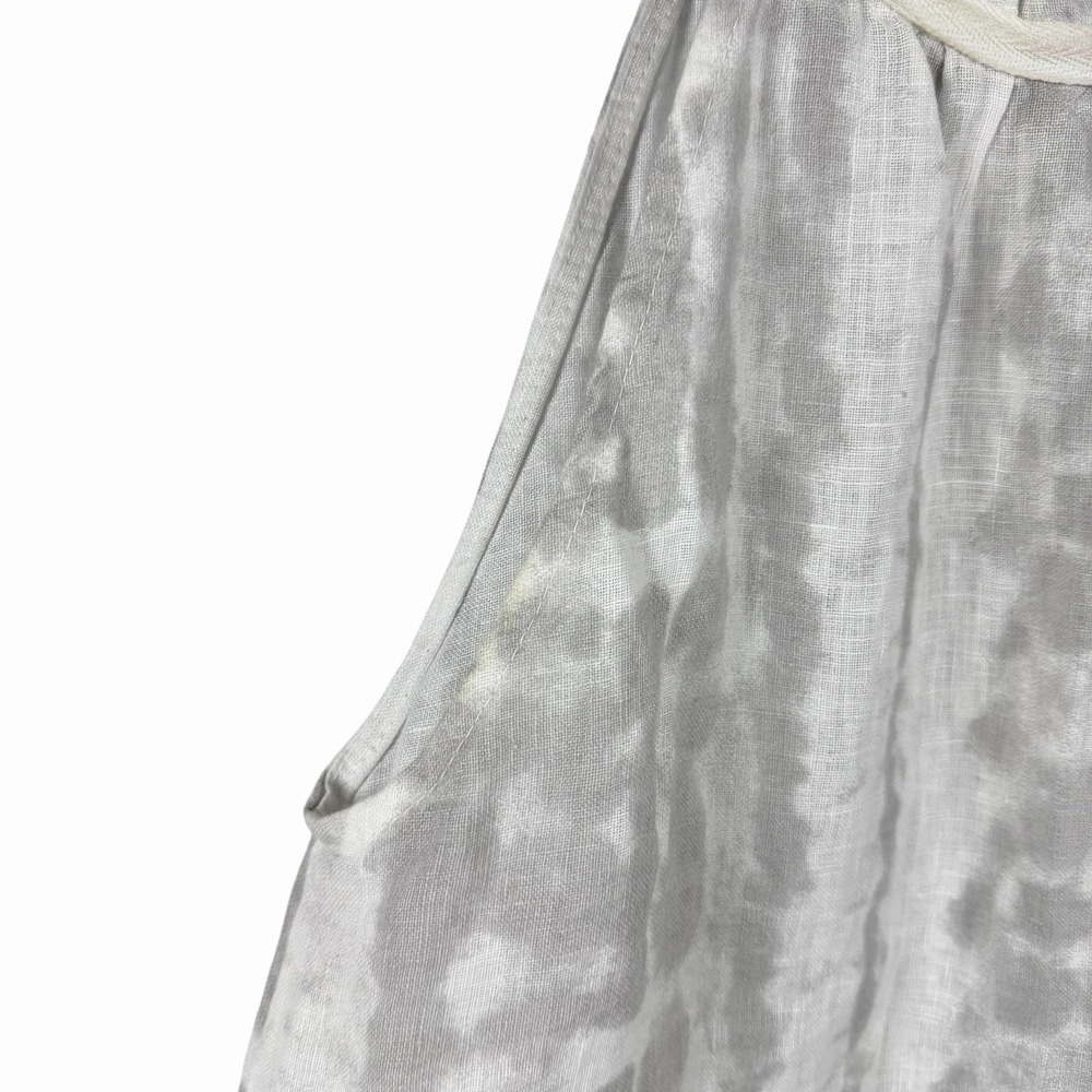 Allegra Masetti Gray/White Size S Maxi Sleeveless Ruffle Hem Dress 100% Linen - Picture 2 of 8